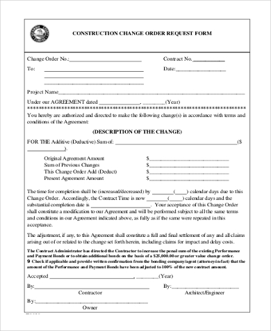 construction change order request form
