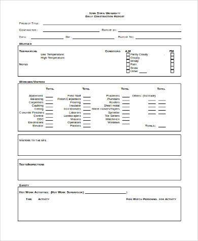 construction daily report form