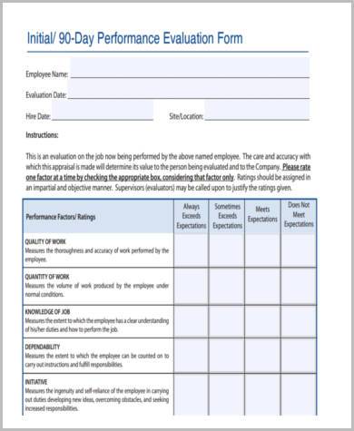 construction employee evaluation form