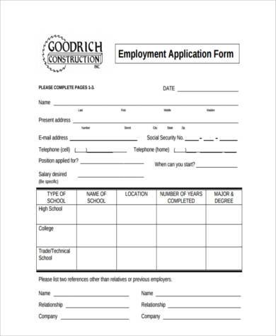 Construction Employment Application Template from images.sampleforms.com