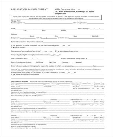 construction employment application form1