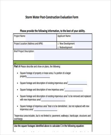 construction evaluation form example