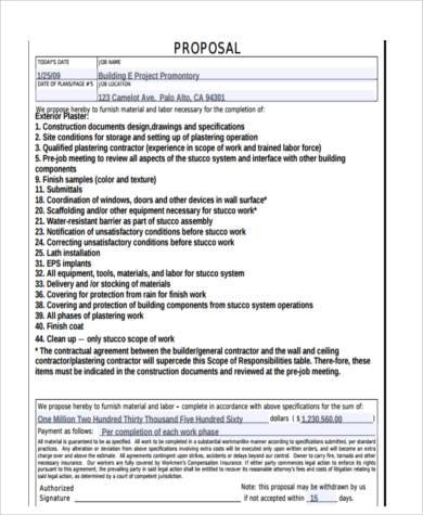 construction job proposal form