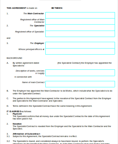 construction novation agreement