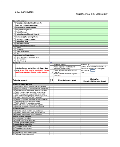 construction risk assessment form