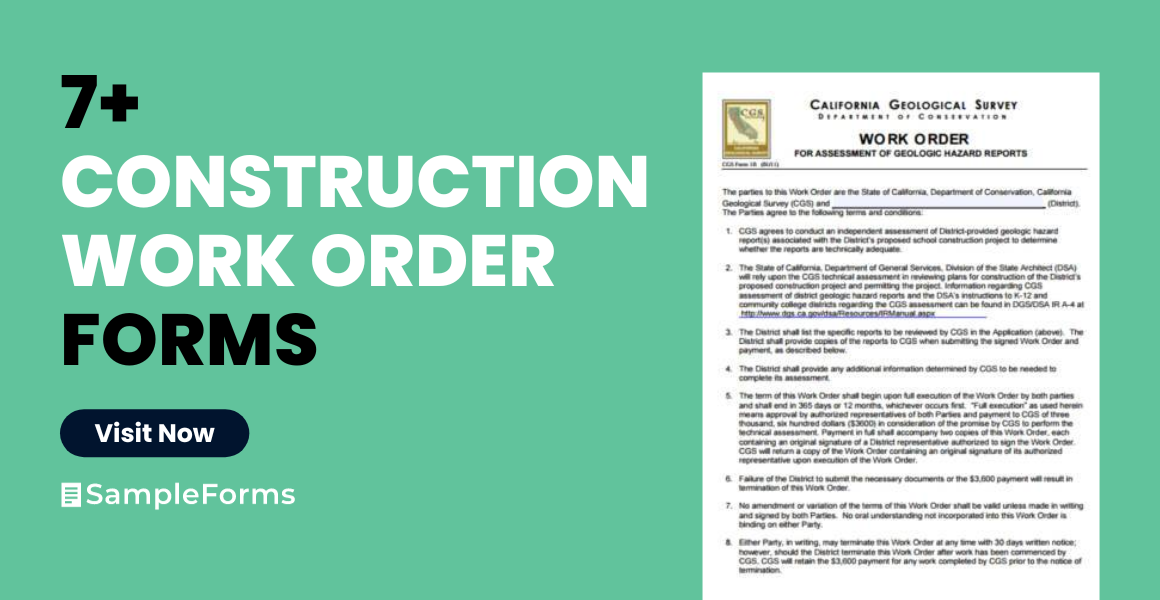 construction work order formss