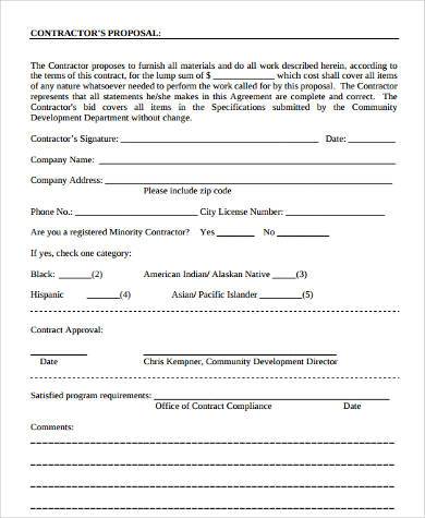 construction work proposal form