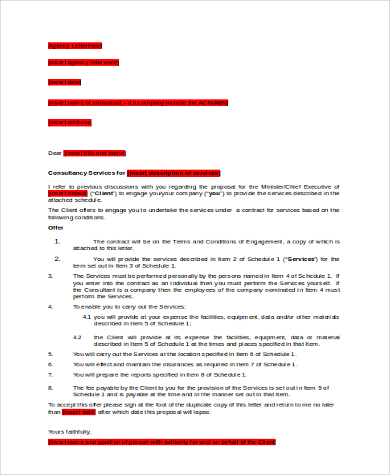 consultancy agreement letter