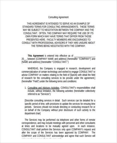 consulting agreement form pdf