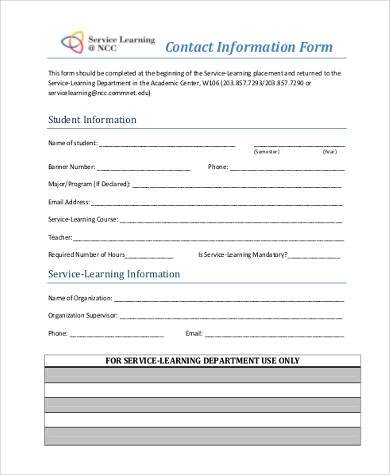 contact information form pdf