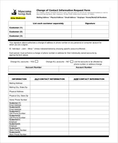 contact information request form
