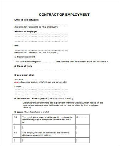 form contract 13 labour WORD  PDF 8 Contract FREE   in Labor Sample Forms