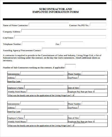contract labor information form