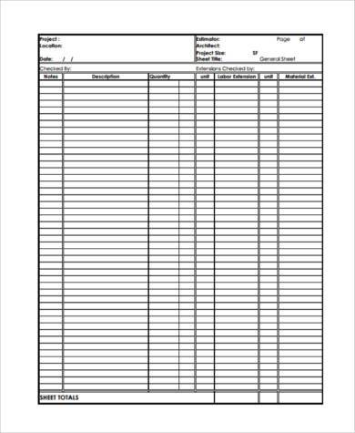 contractor estimate form pdf