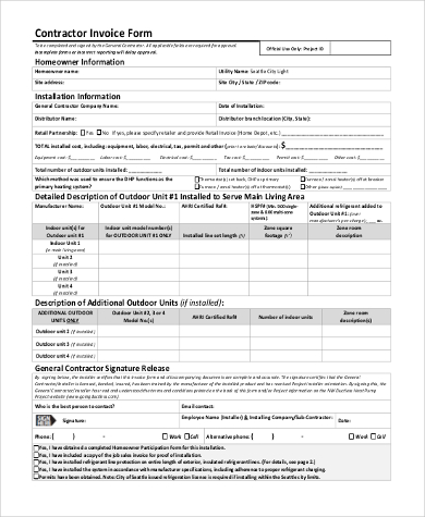 contractor invoice form