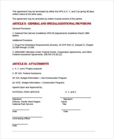 cooperation agreement form example