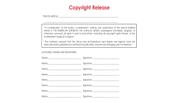 copyright release form samples