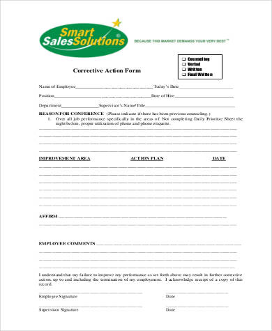corrective action form pdf