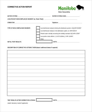 corrective action report form