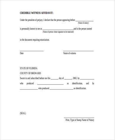 witness affidavit sample form credible pdf forms ms word