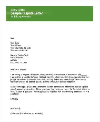 credit dispute letter form