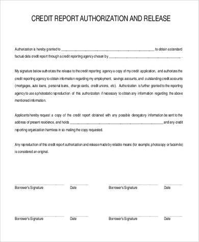 credit report release authorization form