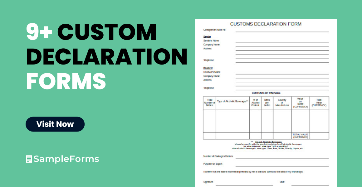 FREE 9 Sample Custom Declaration Forms In PDF MS Word Excel