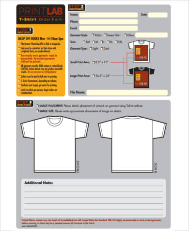 custom t shirt order form