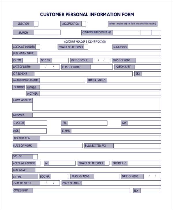 Customer Information Template