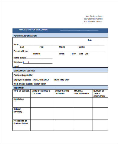 customizable employee job application form1