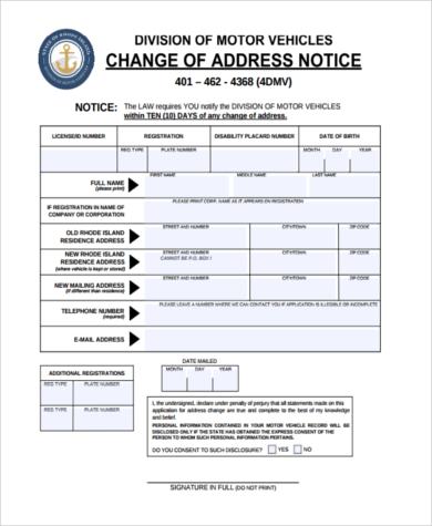 dmv address change form for vehicle