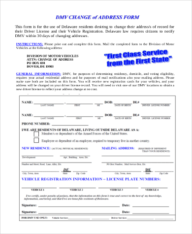 dmv change of address form