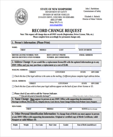 dmv license address change form pdf