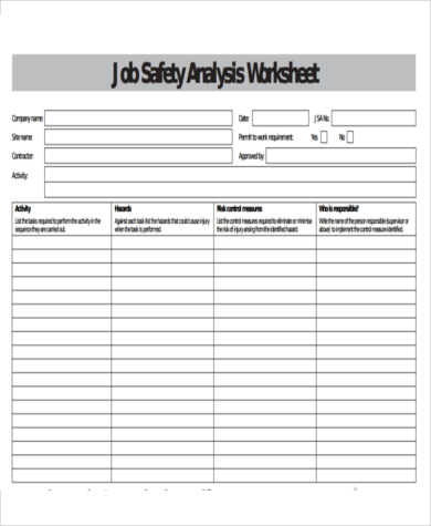 daily job safety analysis form