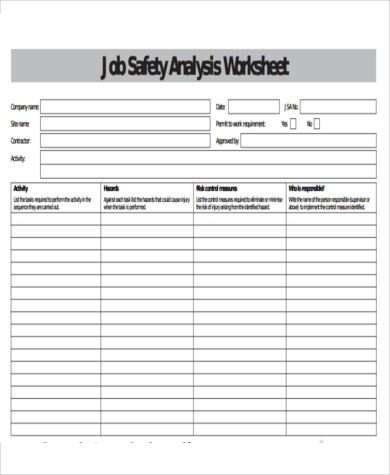 FREE 10+ Sample Job Safety Analysis Forms in PDF | MS Word | Excel