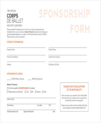 dance event sponsorship proposal form