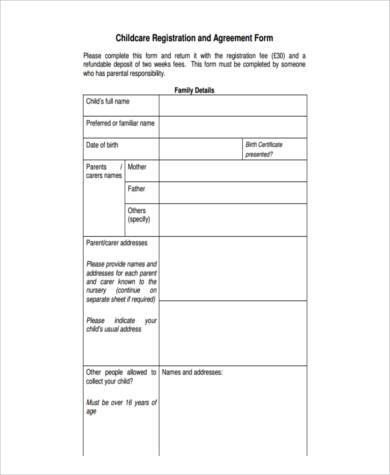 FREE 9  Sample Daycare Contract Forms in PDF MS Word