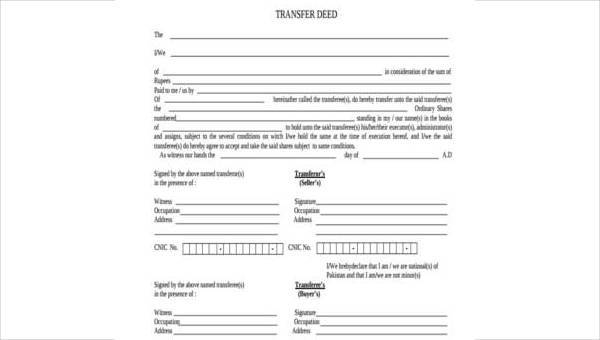 deed transfer sample forms