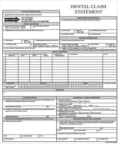 dental insurance claim form