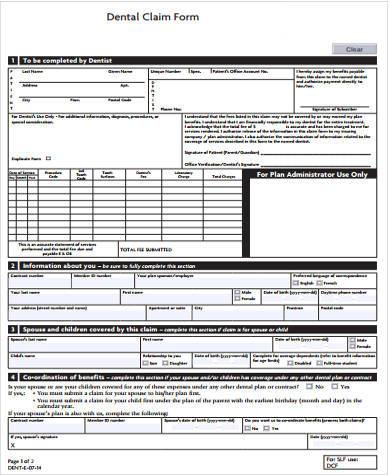 Free 8+ Dental Claim Forms & Samples In Ms Word 