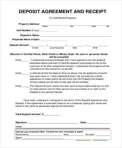 deposit receipt and agreement form1