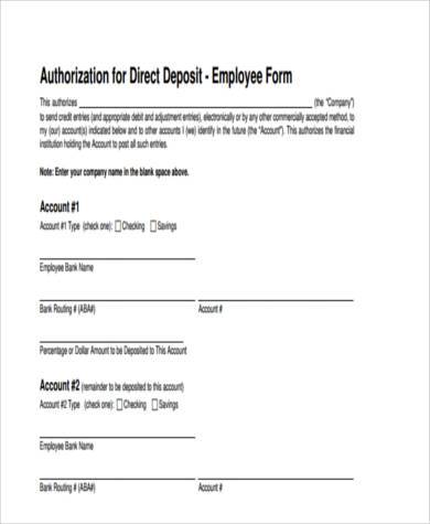 direct deposit authorization form