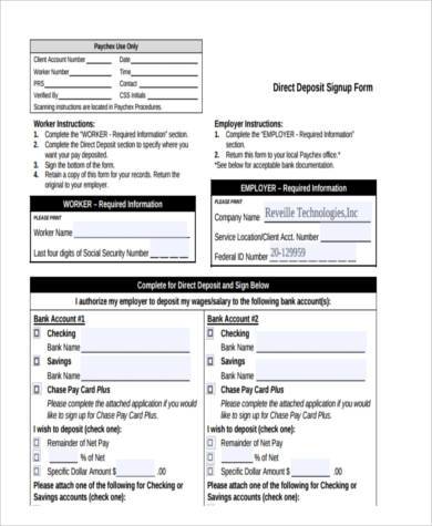 direct deposit form pdf