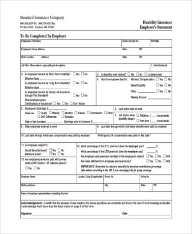 disability insurance application form