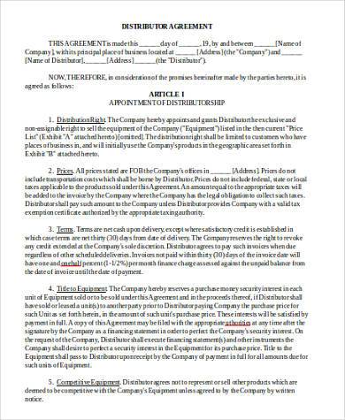 FREE 8+ Sample Distribution Agreement Forms in PDF | MS Word