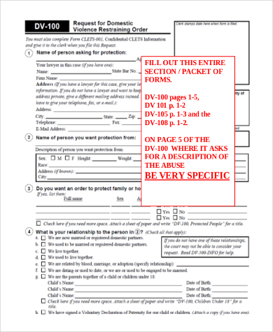 FREE 12+ Restraining Order Form Samples, PDF, MS Word, Google Docs