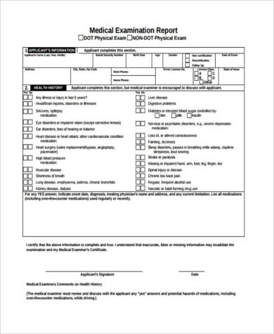 dot physical exam form