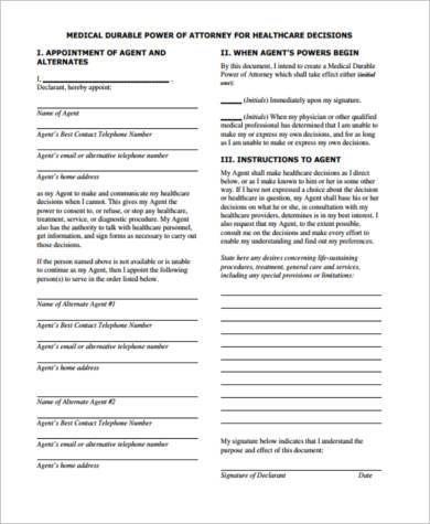 durable medical power of attorney form1