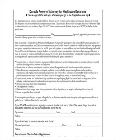 FREE 7+ Sample Health Care Power of Attorney Forms in PDF | MS Word