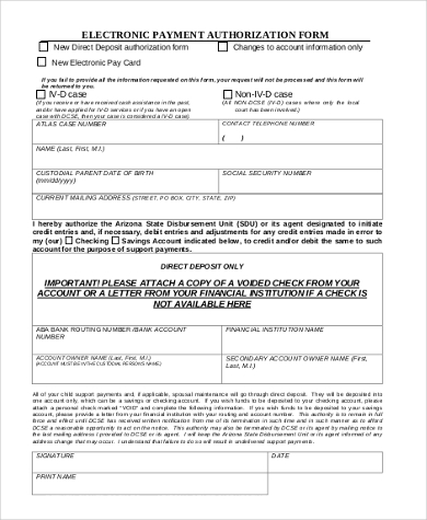 electronic payment authorization form